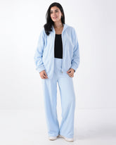 Two-pieces aqua blue ribbed pajama (OVER SIZE)