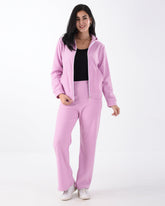 Two-pieces pink ribbed velvet pajama