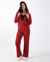Two-pieces Maroon ribbed velvet pajama