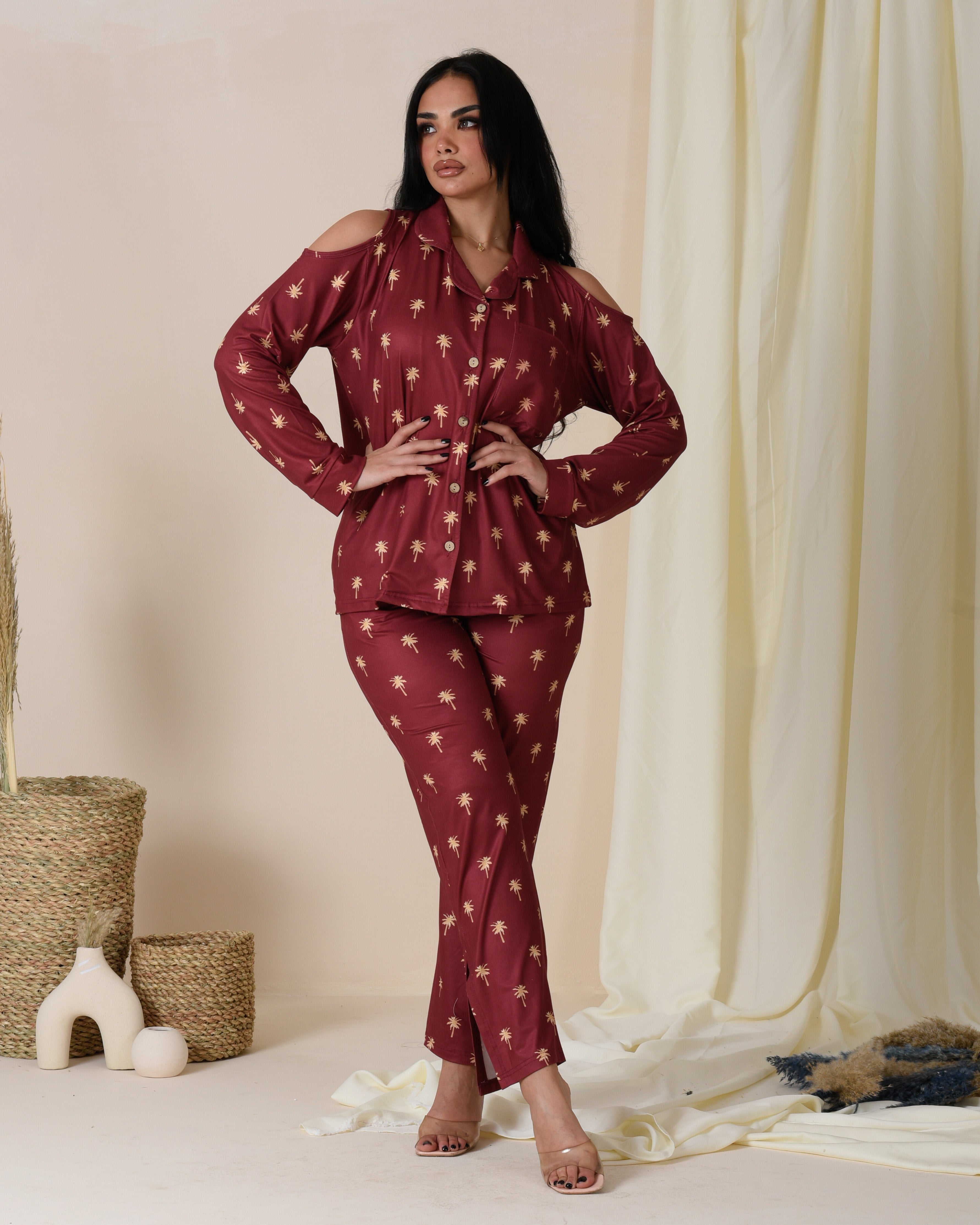 Pyjama Set Off The Shoulder Pjs CLASSIC COTTON OFF-SHOULDER PAJAMA