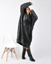 2PC'S FUR NIGHT-SHIRT DARK GRAY - PYJAMODA