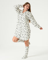 Women's Winter Sleep Shirt with Matching Socks – Soft Fleece Heart Print