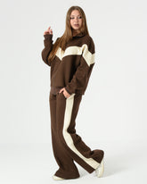 Women's Milton Winter Tracksuit – Brown & Beige Oversized Set