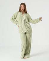 Ribbed Velvet Pajama Set with Lace Trim