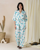 Turquoise Satin Cotton Pajama