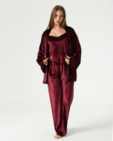 Luxury Velvet 3-Pieces Pajama Set – Maroon
