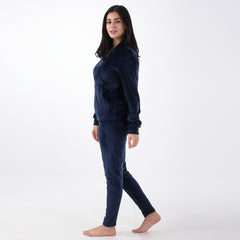 Navy Velvet Zipper Pajama