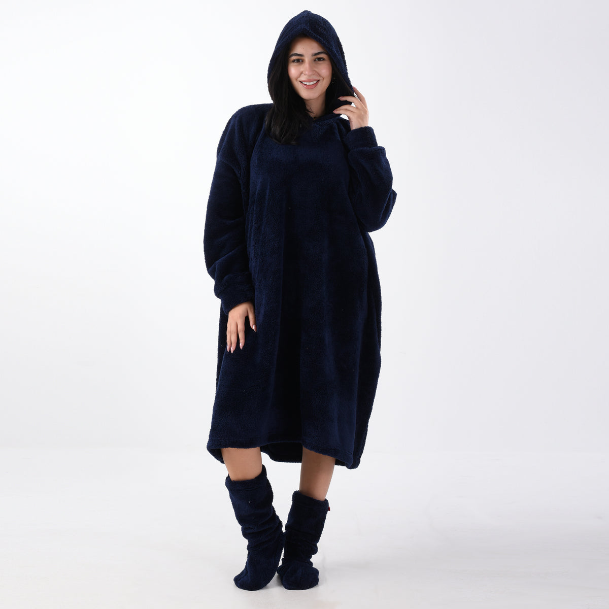 Oversize Navy Fur Nightshirt with Fur Laklok