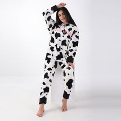 Polar Velvet Jumpsuit Cow Print