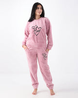 Kashmir-Treated Fur Pajama with  Heart Embroidery
