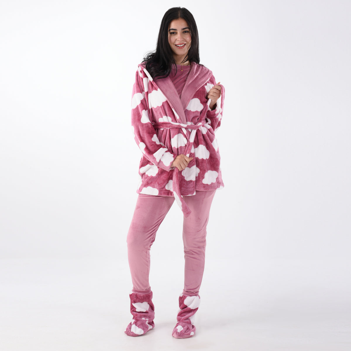 4-pieces Clouds Velour Kashmir Pajama