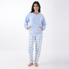 Blue Plaid Fur Pajama