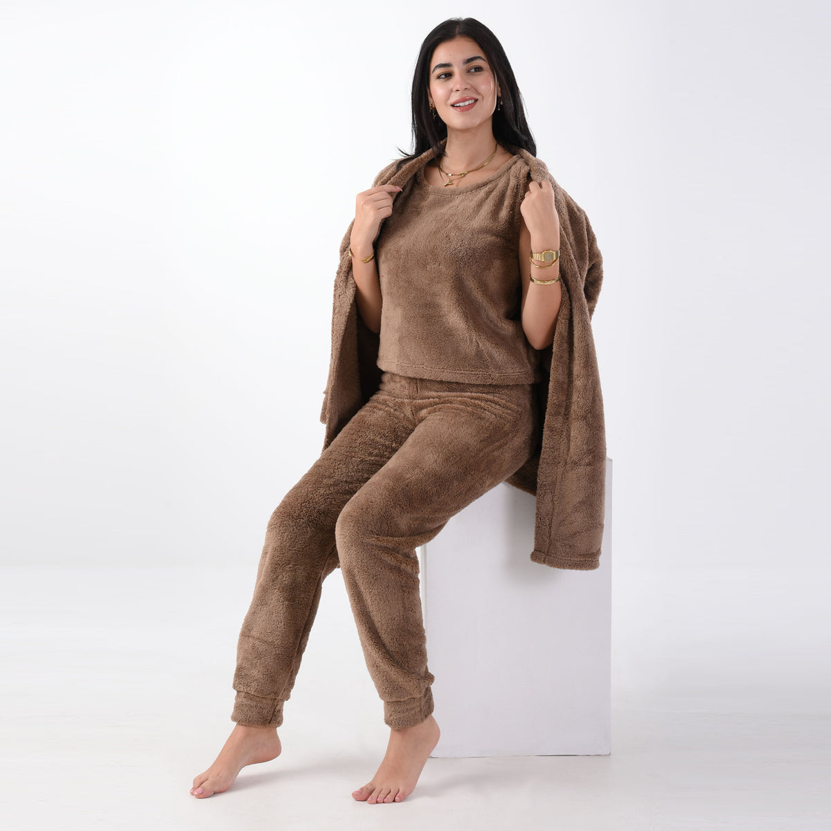 Brown Fur Pajama 3 Pieces