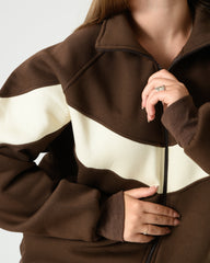 Women's Milton Winter Tracksuit – Brown & Beige Oversized Set