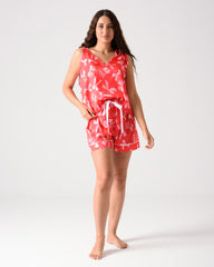 CHECKERED BOW SATIN SHORT PAJAMA
