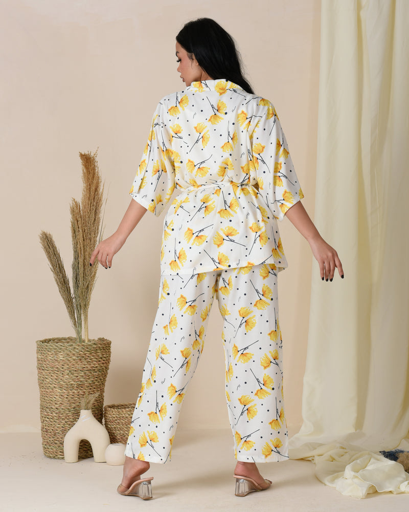 Yellow Satin Cotton Pajama