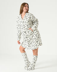 Women's Winter Sleep Shirt with Matching Socks – Soft Fleece Heart Print