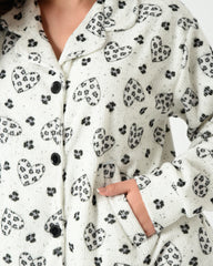 Women's Winter Sleep Shirt with Matching Socks – Soft Fleece Heart Print