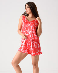 CHECKERED BOW SATIN SHORT PAJAMA