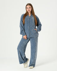 Women's Washed Velvet Pajama Set – Oversized Winter Lounge Wear