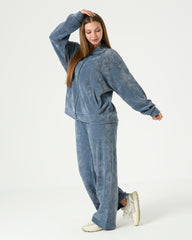 Women's Washed Velvet Pajama Set – Oversized Winter Lounge Wear
