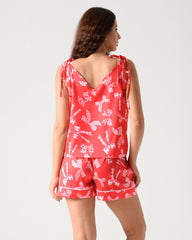 CHECKERED BOW SATIN SHORT PAJAMA