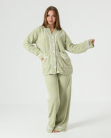 Ribbed Velvet Pajama Set with Lace Trim