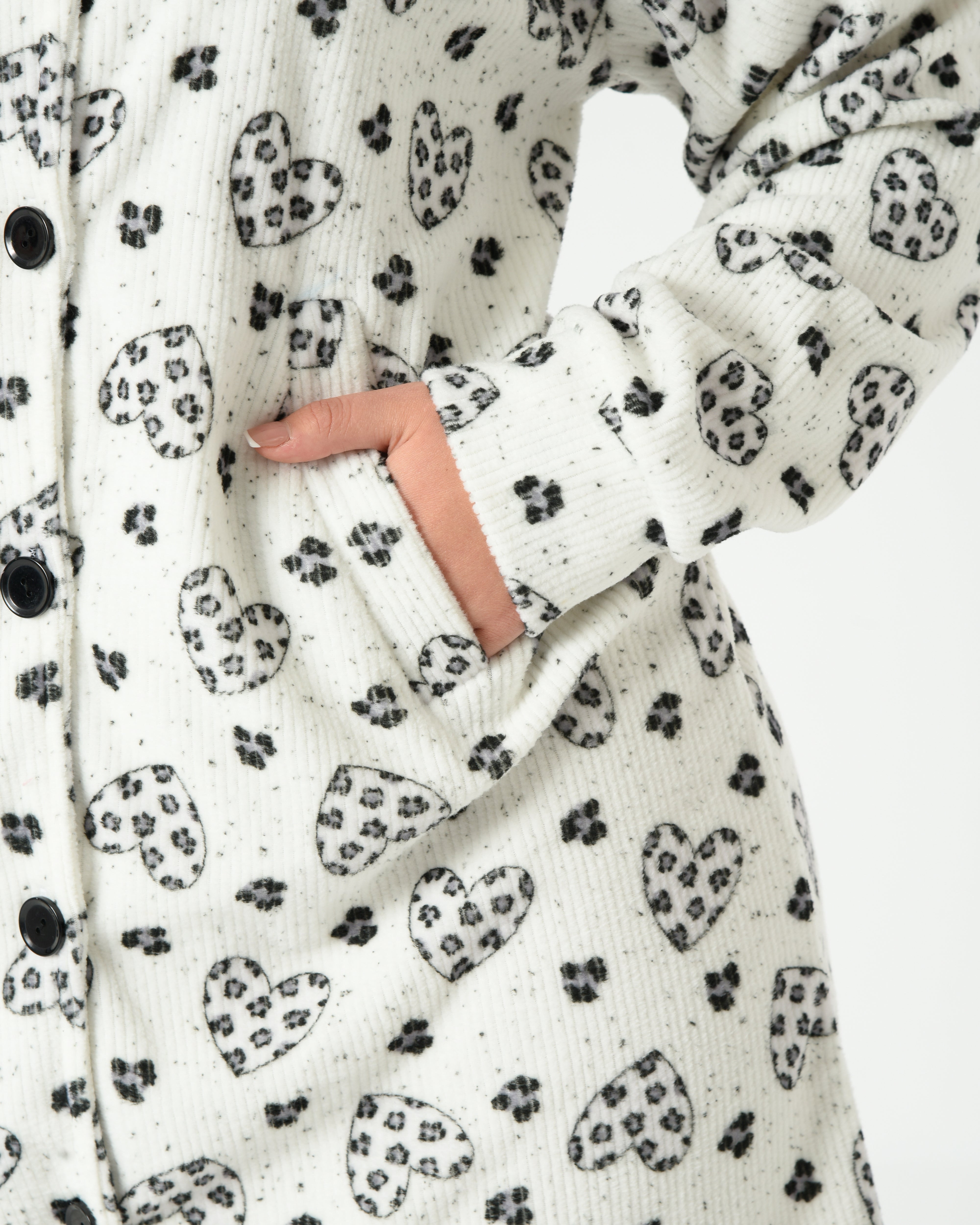 Women's Winter Sleep Shirt with Matching Socks – Soft Fleece Heart Print