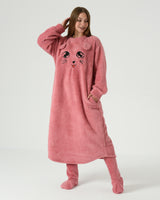 Women's Long Winter Fur Night-Shirt with Socks – Pink Cozy Homewear