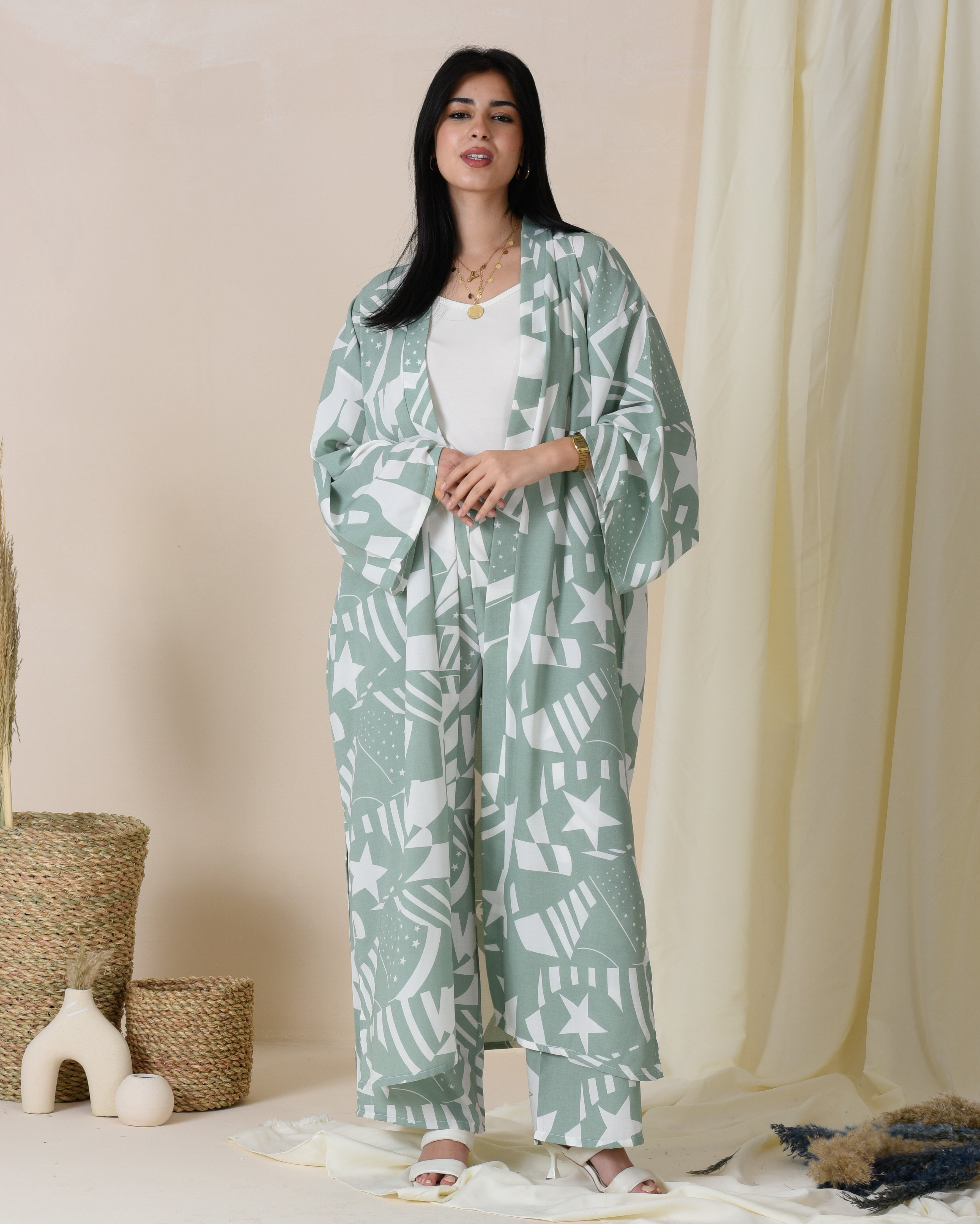 LINEN 3PC'S PRINTED PAJAMA SET
