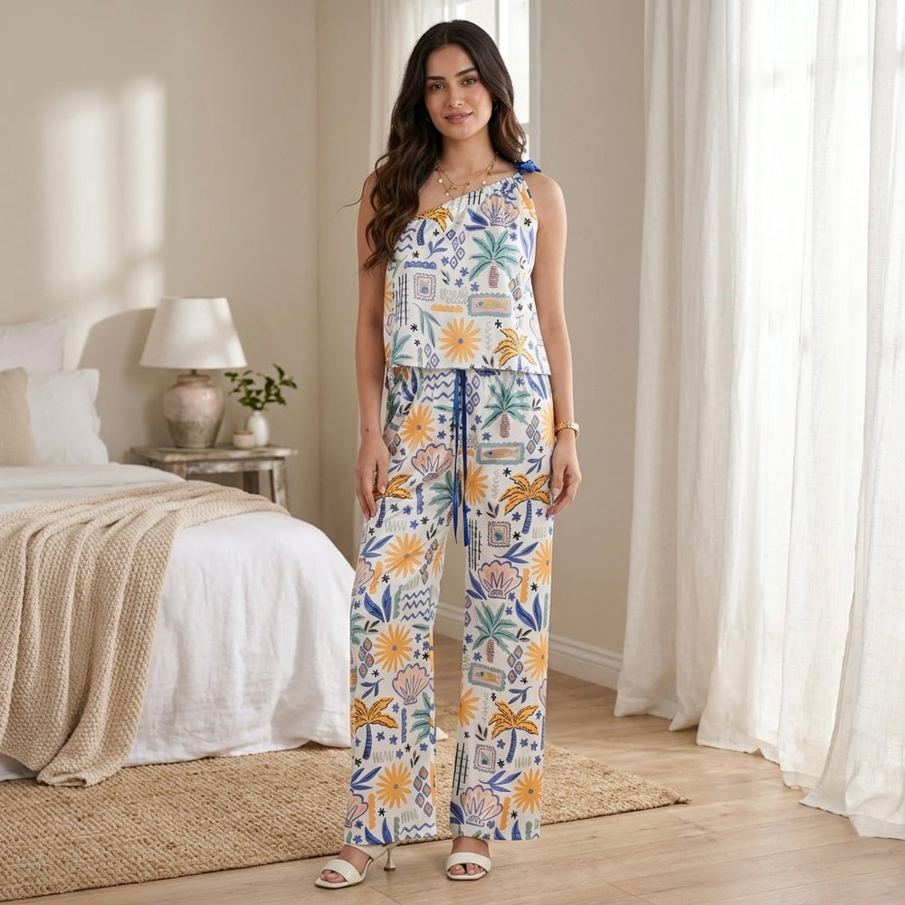 V RAY SATIN OFF SHOULDER PAJAMA