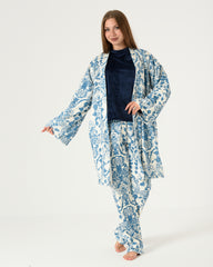3 Piece's Biscotti Fabric Pajama Set with Velvet Lined Top