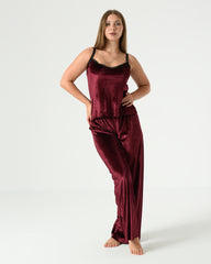 Luxury Velvet 3-Pieces Pajama Set – Maroon