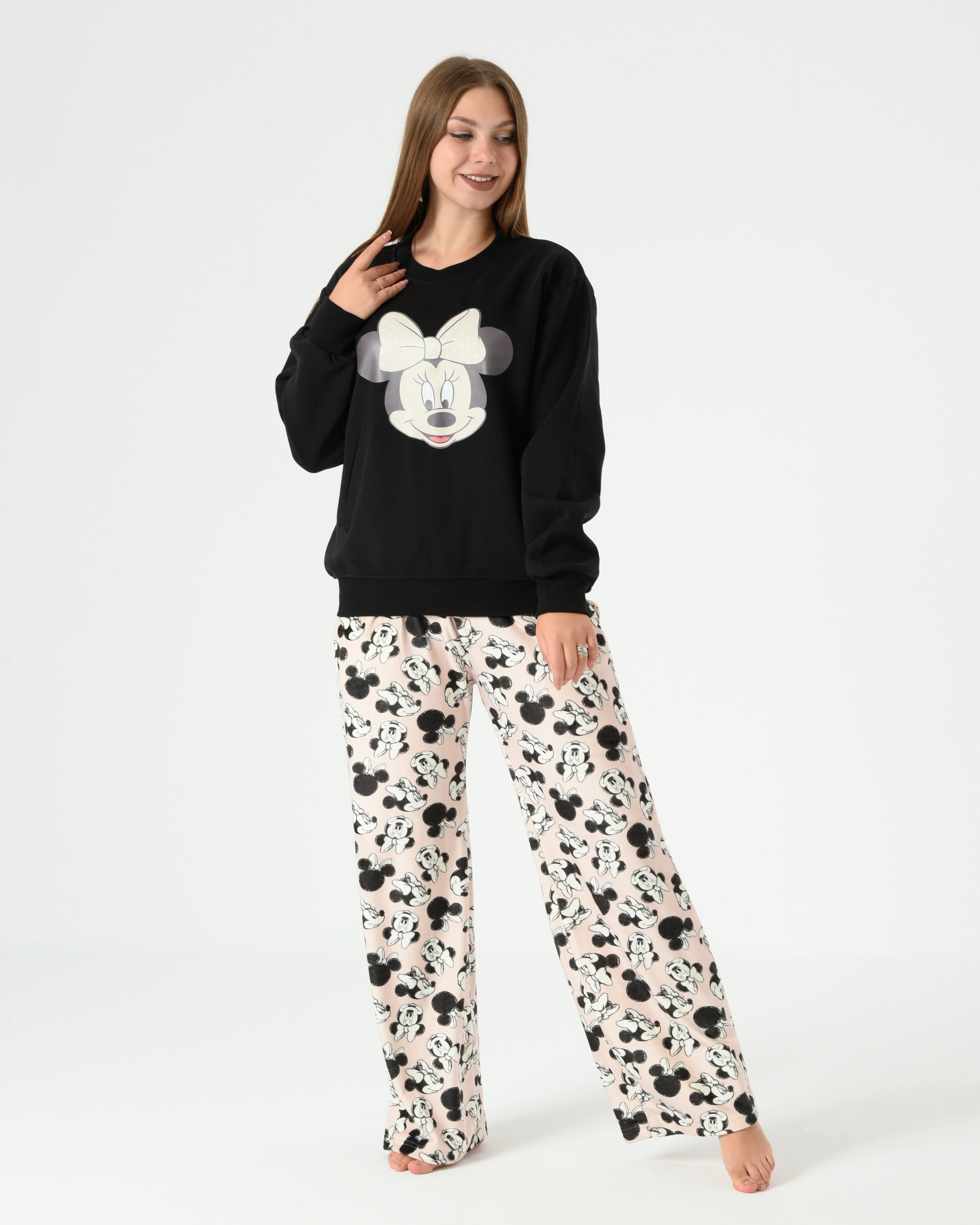 Minnie Mouse Printed Velvet Pajama Set with Lined Milton Cotton Sweatshirt