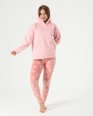 Printed Velvet Pants with Plain Lined Milton Cotton Hoodie