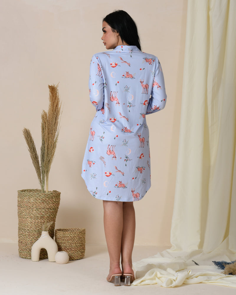 GHAZAL PRINTED COTTON CLASSIC NIGHTSHIRT