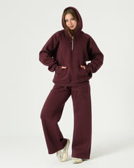 Women's Premium Milton Lined Tracksuit – Star Embroidery Design (Burgundy)