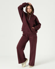 Women's Premium Milton Lined Tracksuit – Star Embroidery Design (Burgundy)