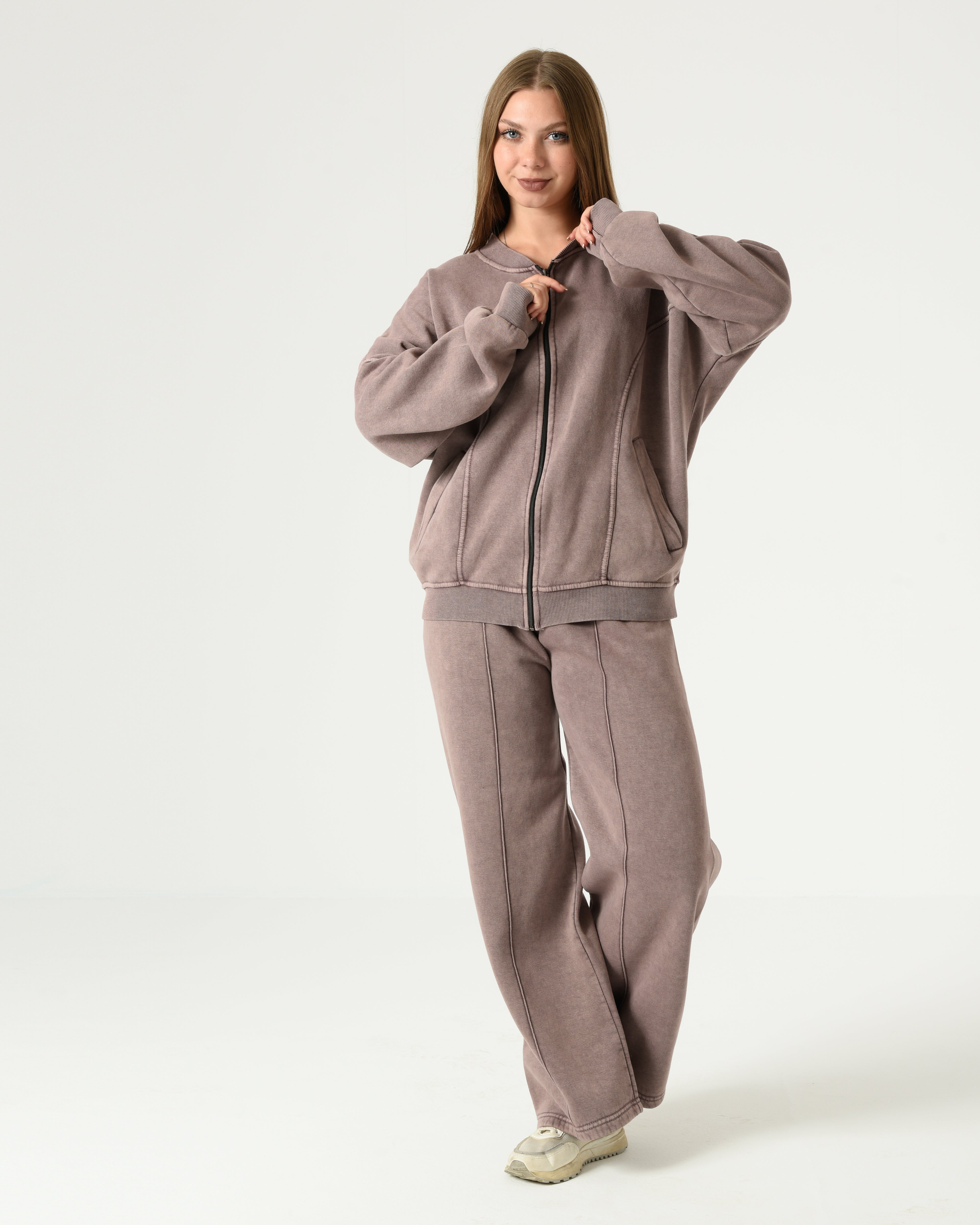 Women's Oversized Milton Pajama Set – Washed Fabric Lounge Wear