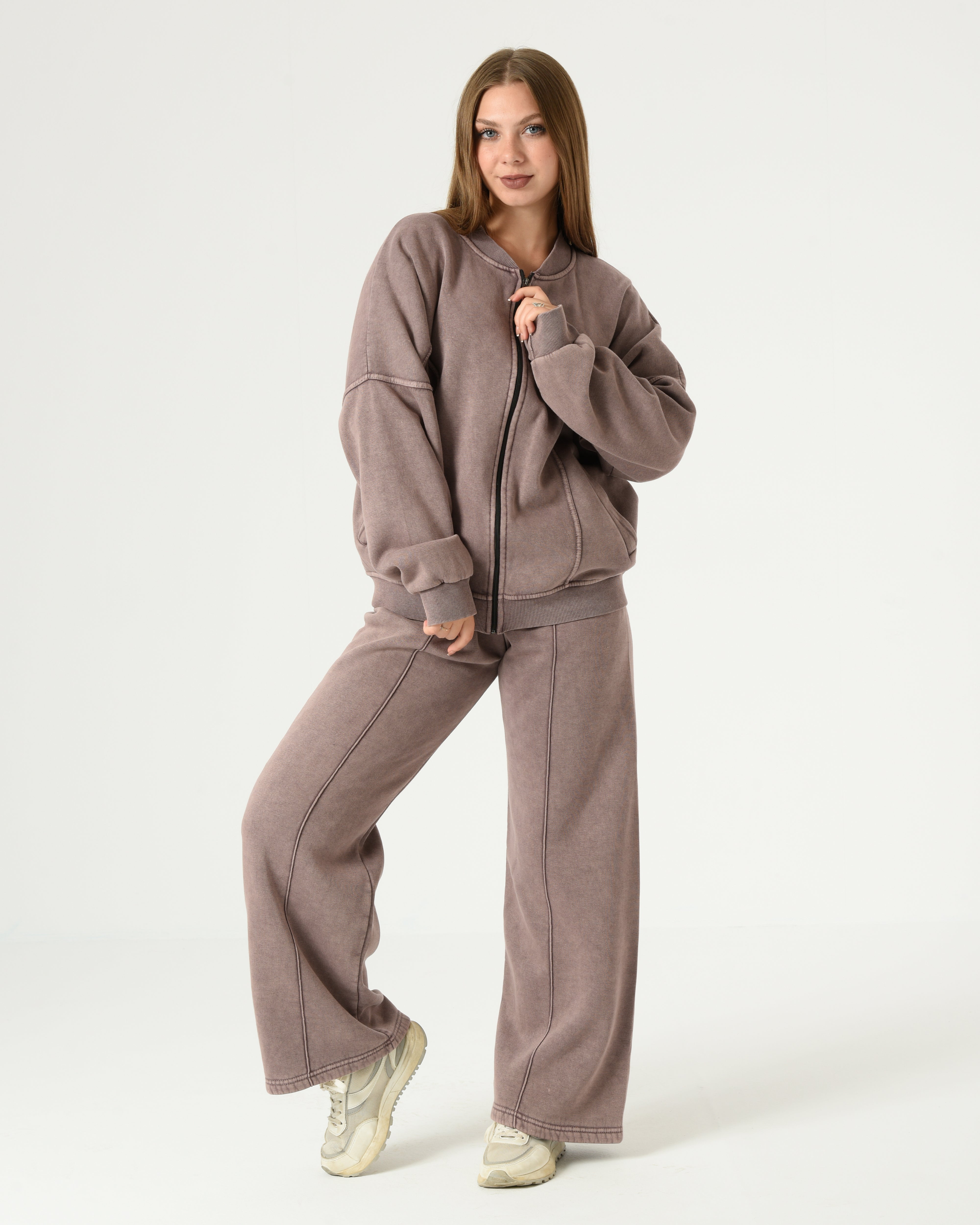 Women's Oversized Milton Pajama Set – Washed Fabric Lounge Wear