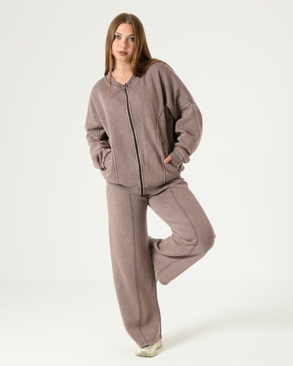 Women's Oversized Milton Pajama Set – Washed Fabric Lounge Wear