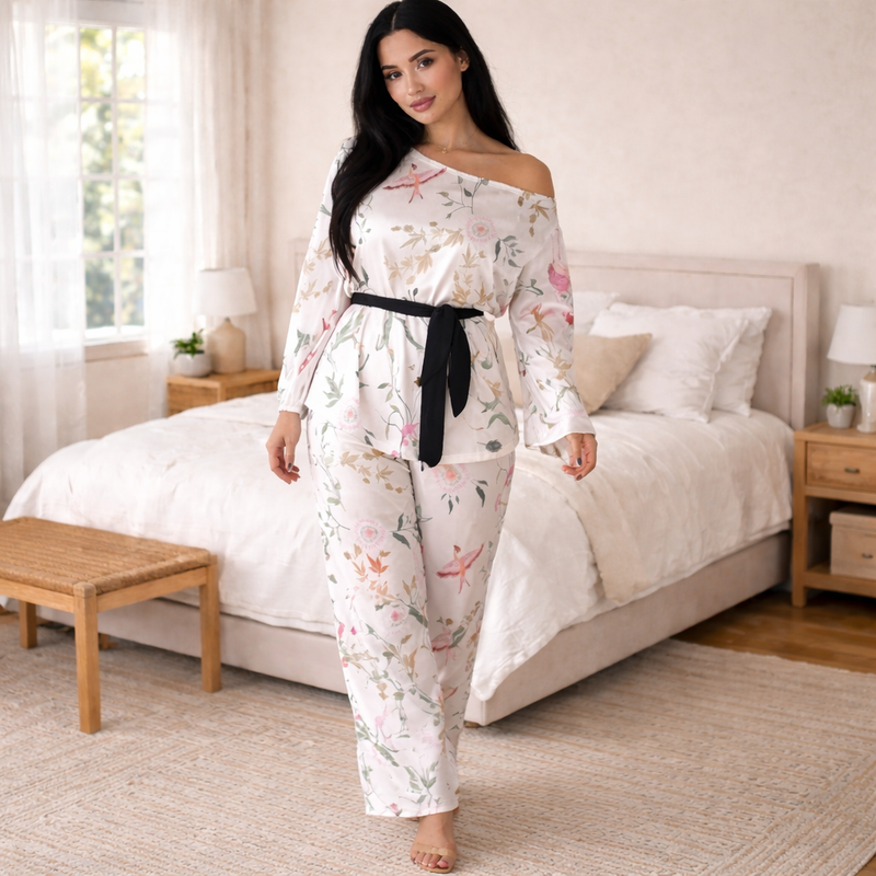 Armani Satin Floral Pajama Set