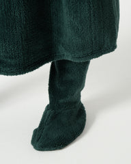Women's Long Winter Fur Night-Shirt with Socks – Emerald green Cozy Homewear