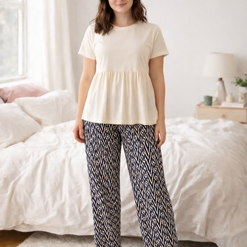 Turkish Cotton T-Shirt & Mixed Viscose Pants Pajama Set
