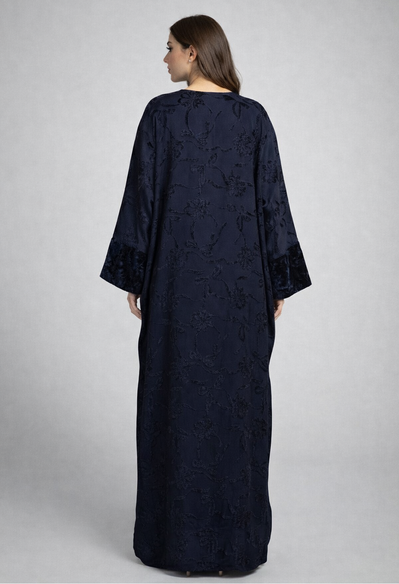Leyla Kaftan – Midnight Elegance Textured Abaya