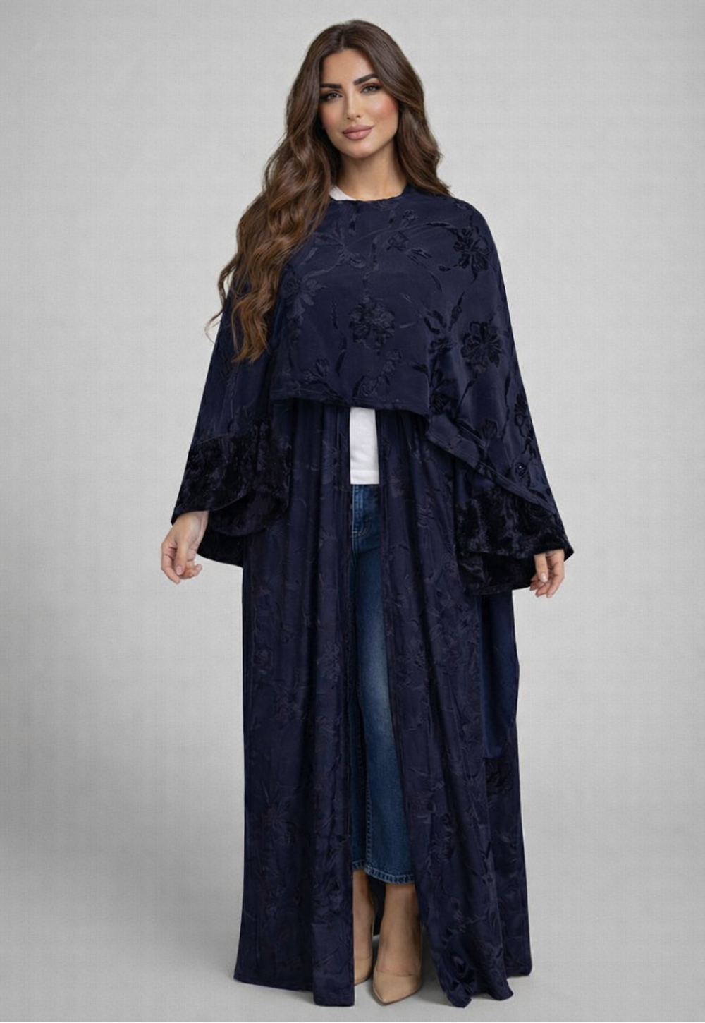 Leyla Kaftan – Midnight Elegance Textured Abaya