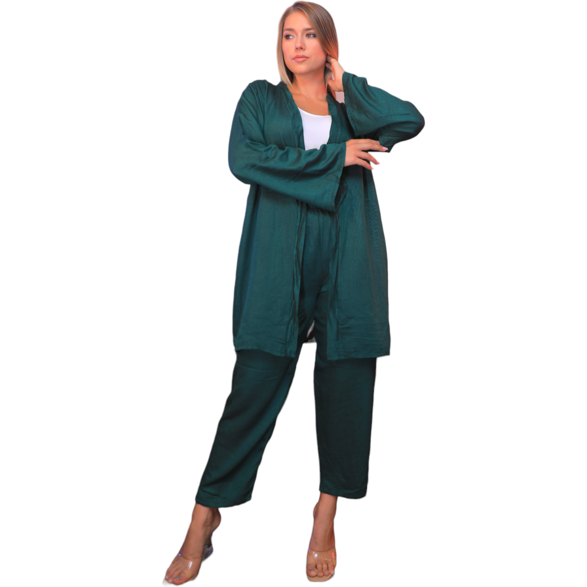 PAJAMA LINEN COTTON GREEN SET - PYJAMODA