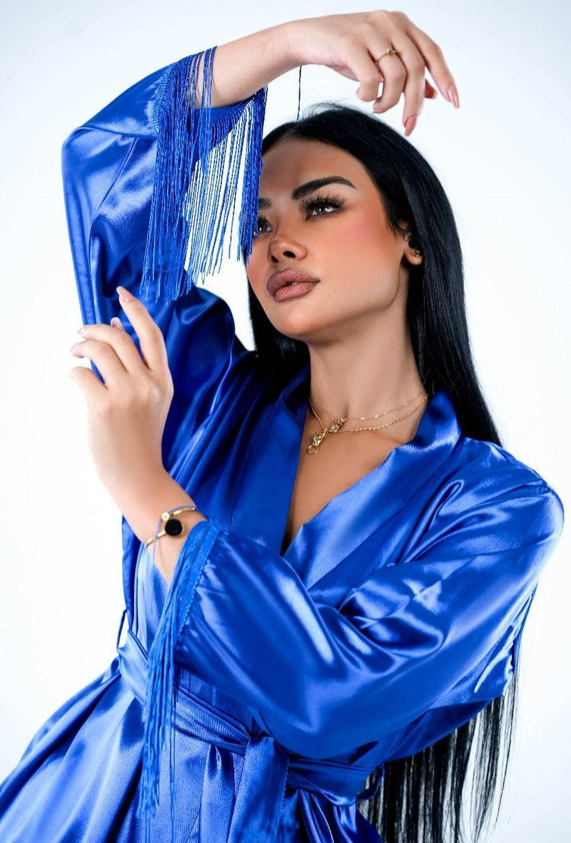 LUXURY BLUE SATIN PAJAMA SET