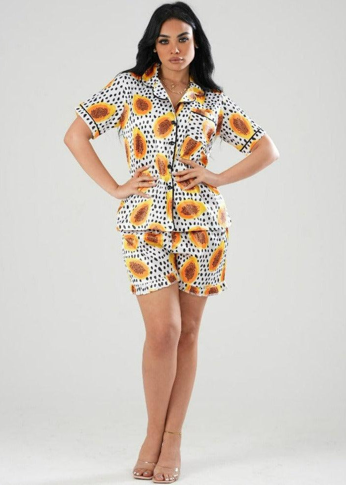 CLASSIC SATIN PRINTED SHORT PJ - PYJAMODA