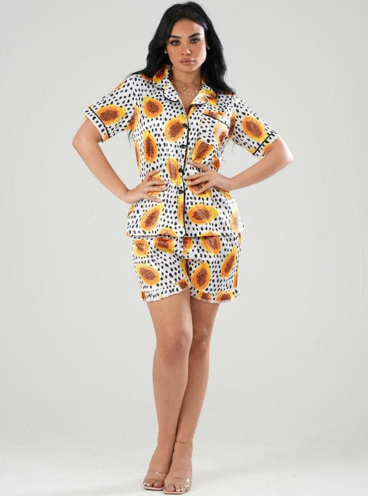 CLASSIC SATIN PRINTED SHORT PJ - PYJAMODA